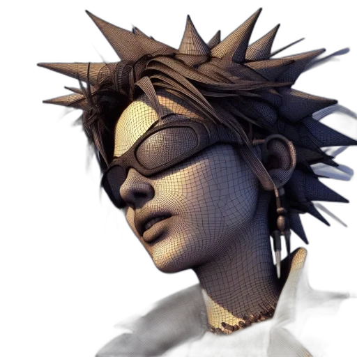 mask, face, staff, 3d render, cyberpunk, photorealistic, concept art, digital transparent PNG cut-out