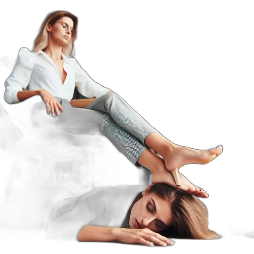 photorealistic, concept art, watercolor, oil painting, two, women, relax, office transparent PNG cut-out