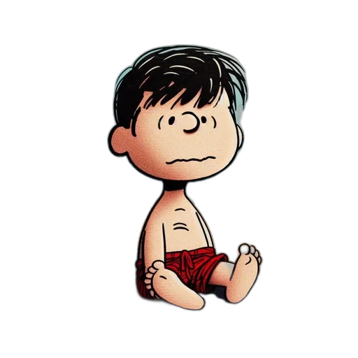 cartoon, comic book art, pixel art, concept art, linus, van, pelt, sits transparent PNG cut-out