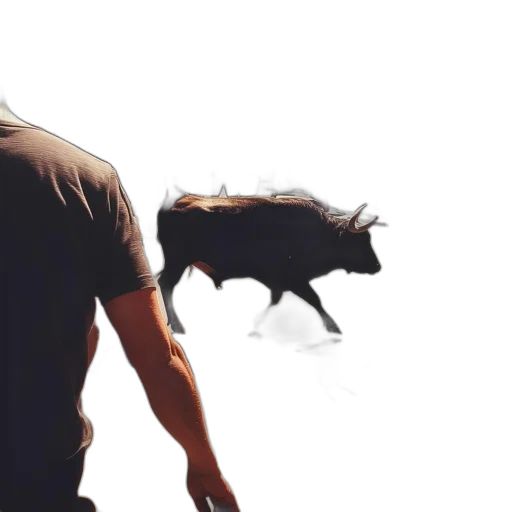 animal, creature, concept art, photorealistic, 3d render, comic book art, bull, pictured transparent PNG cut-out