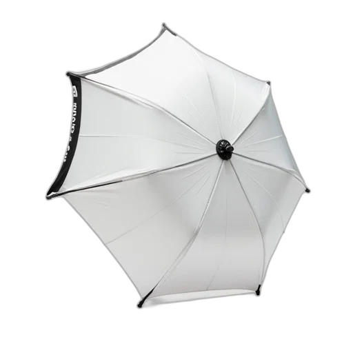 umbrella, 3d render, white, black, rim, carrying, strap, displayed transparent PNG cut-out