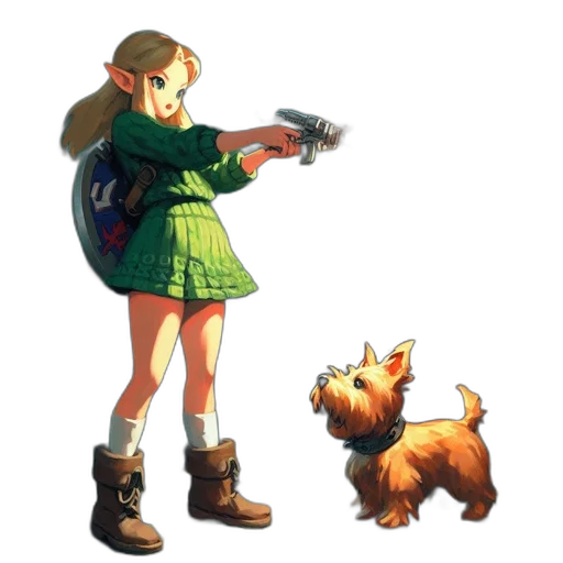 weapon, animal, staff, dress, concept art, pixel art, watercolor, 3d render transparent PNG cut-out