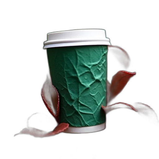 crown, staff, photorealistic, 3d render, crumpled, green, starbucks, coffee transparent PNG cut-out