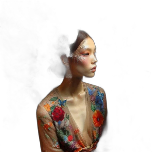 dress, mask, face, jewelry, photorealistic, oil painting, concept art, watercolor transparent PNG cut-out