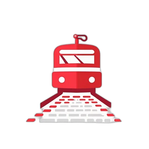 pixel art, concept art, 3d render, red, train, logo, dots, shown transparent PNG cut-out