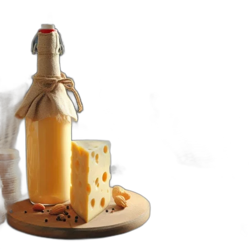 bottle, food, 3d render, golden, rustic, scene, features, assorted transparent PNG cut-out