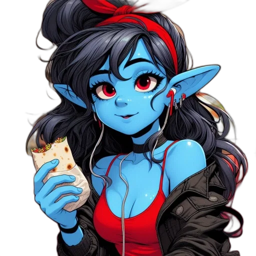 fantasy art, concept art, pixel art, comic book art, blue, neon, animated, character transparent PNG cut-out