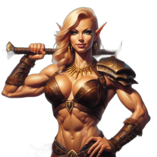 staff, fantasy art, concept art, comic book art, pixel art, blonde-haired, warrior, green transparent PNG cut-out