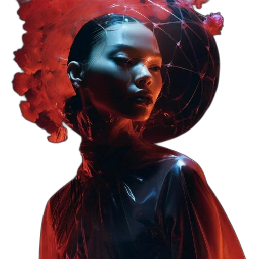 mask, face, crown, dress, concept art, photorealistic, cyberpunk, fantasy art transparent PNG cut-out