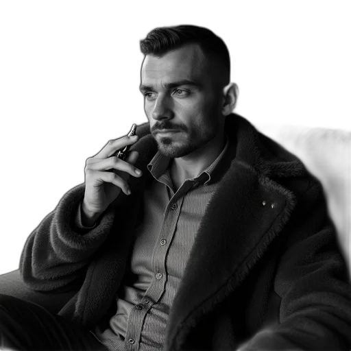 jacket, staff, face, photorealistic, concept art, comic book art, pencil sketch, man transparent PNG cut-out