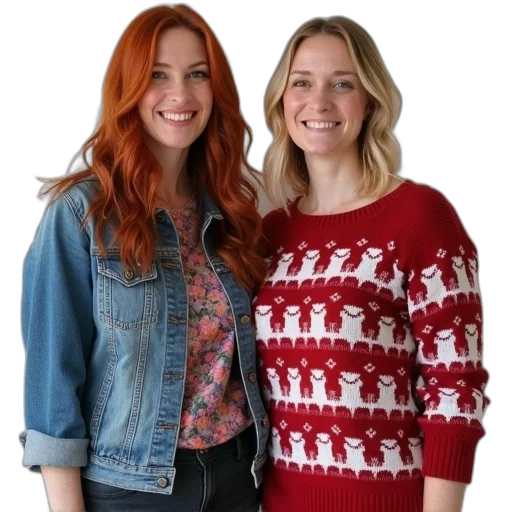 jacket, two, women, standing, side, both, wearing, casual transparent PNG cut-out