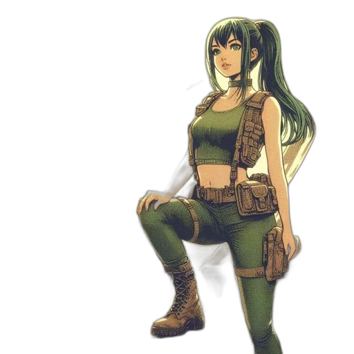 weapon, staff, dress, concept art, pixel art, fantasy art, anime, green transparent PNG cut-out