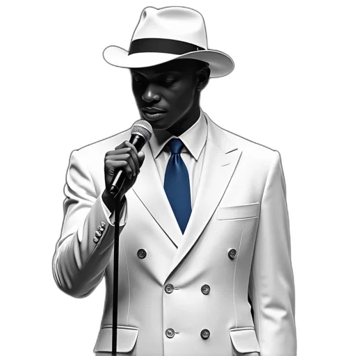 jacket, hat, concept art, cartoon, comic book art, photorealistic, black, white transparent PNG cut-out
