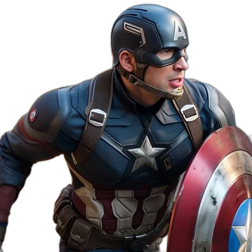 comic book art, 3d render, concept art, captain, america, dressed, his, costume transparent PNG cut-out
