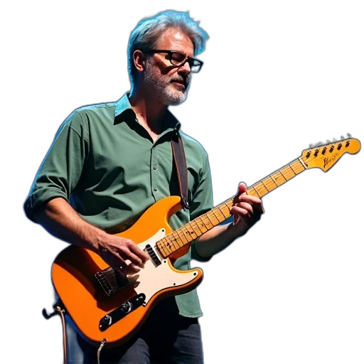 staff, animal, man, beard, glasses, playing, electric, guitar transparent PNG cut-out