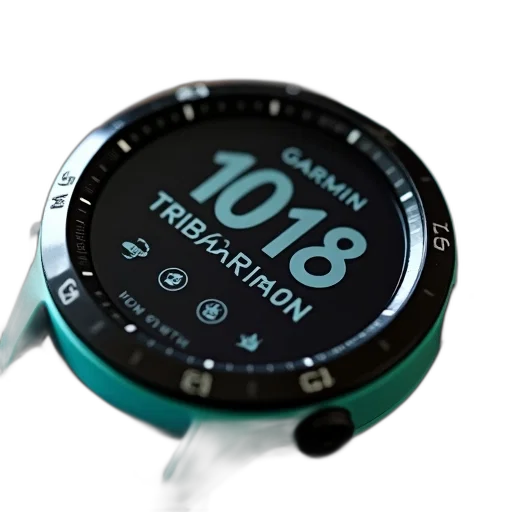 3d render, close-up, garmin, smartwatch, teal, strap, black, bezel transparent PNG cut-out