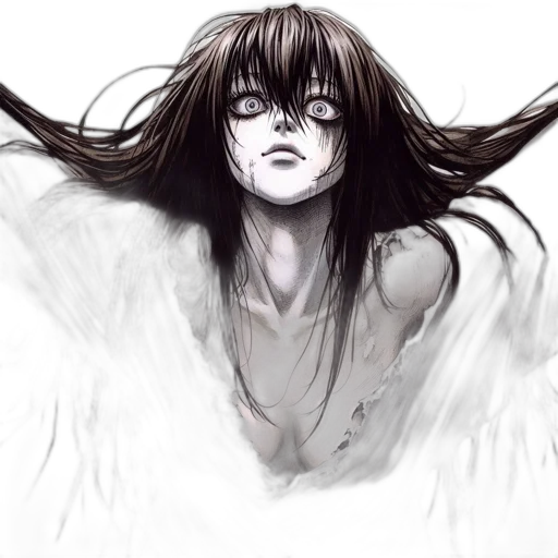 face, creature, mask, hair, concept art, fantasy art, anime, comic book art transparent PNG cut-out