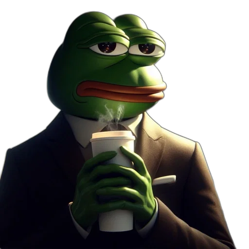 face, pepe, frog, character, dressed, formally, thoughtful, expression transparent PNG cut-out