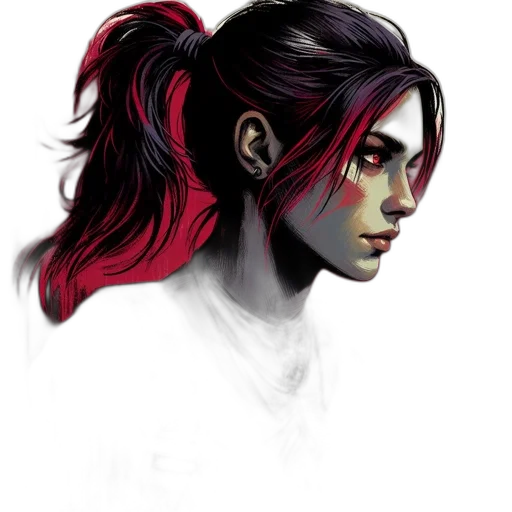 face, hair, mask, creature, concept art, fantasy art, cyberpunk, photorealistic transparent PNG cut-out