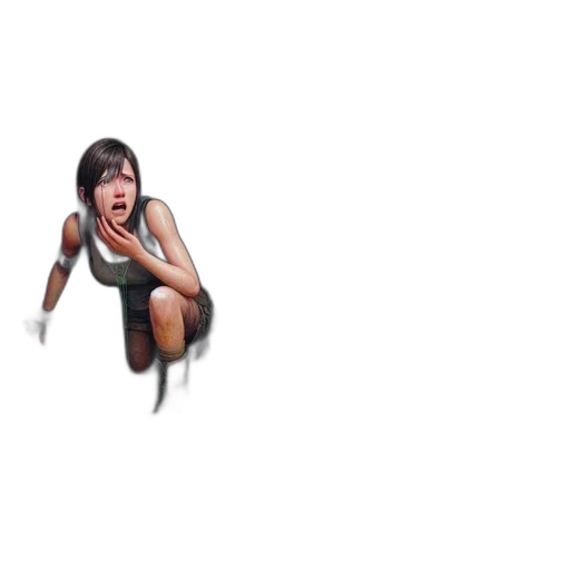 creature, pixel art, distressed, young, woman, seen, cavernous, tunnel transparent PNG cut-out