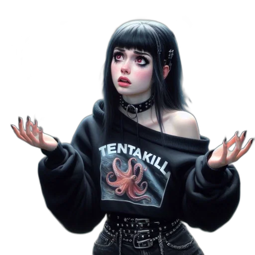 jacket, creature, face, dress, concept art, fantasy art, cyberpunk, comic book art transparent PNG cut-out