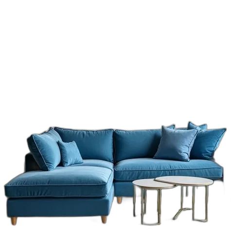 furniture, 3d render, photorealistic, blue transparent PNG cut-out