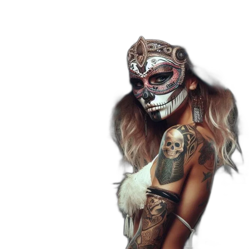 mask, face, creature, fantasy art, photorealistic, concept art, watercolor, indigenous transparent PNG cut-out