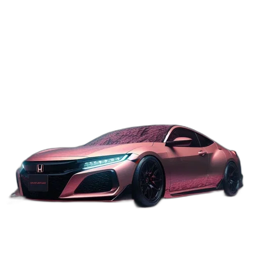 car, 3d render, photorealistic, concept art, vaporwave, metallic, honda, sits transparent PNG cut-out