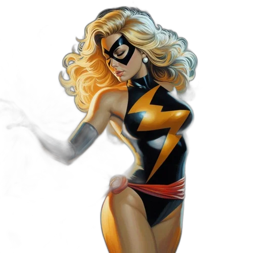 comic book art, concept art, fantasy art, cartoon, golden, female, superhero, lightning transparent PNG cut-out