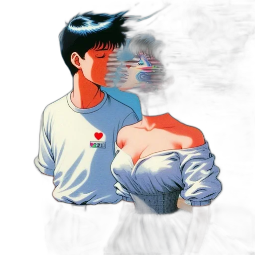 jacket, vaporwave, anime, comic book art, concept art, underwater, fire, outer space transparent PNG cut-out