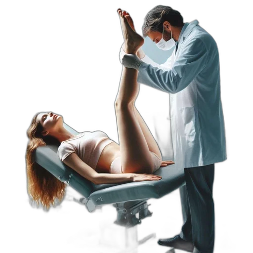 staff, photorealistic, concept art, illuminated, medical, examination, room, female transparent PNG cut-out