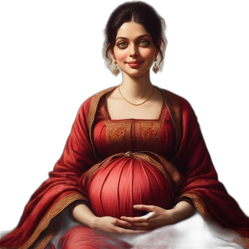 dress, photorealistic, oil painting, fantasy art, concept art, red, woman, vibrant transparent PNG cut-out