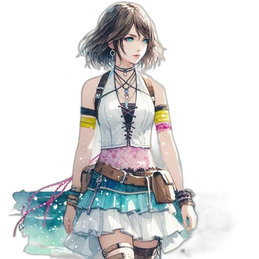 dress, staff, jewelry, weapon, concept art, fantasy art, watercolor, pixel art transparent PNG cut-out