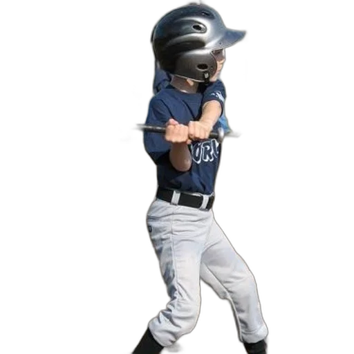 young, baseball, player, blue, uniform, holding, bat transparent PNG cut-out