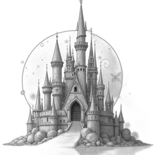 crown, building, staff, concept art, fantasy art, pencil sketch, 3d render, snow transparent PNG cut-out