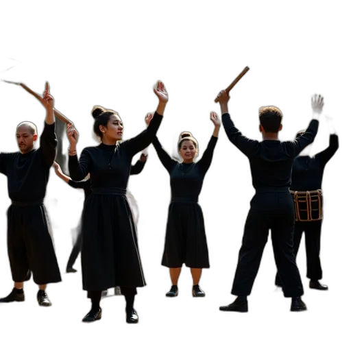 staff, concept art, group, people, performing, traditional, dance, park transparent PNG cut-out