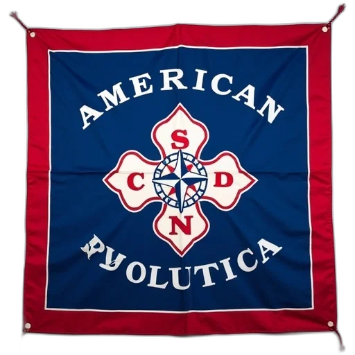blue, cloth, red, border, white, emblem, featuring, compass transparent PNG cut-out