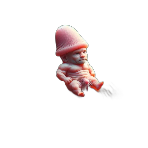 creature, hat, staff, weapon, 3d render, vaporwave, concept art, pixel art transparent PNG cut-out