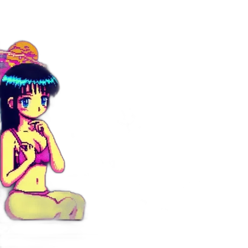 hat, staff, dress, food, pixel art, anime, cartoon, vaporwave transparent PNG cut-out