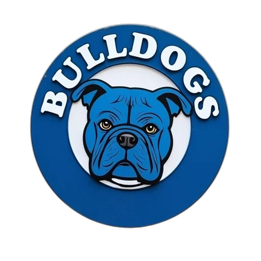 blue, bulldog, head, circle, word, bulldogs, white, wall transparent PNG cut-out