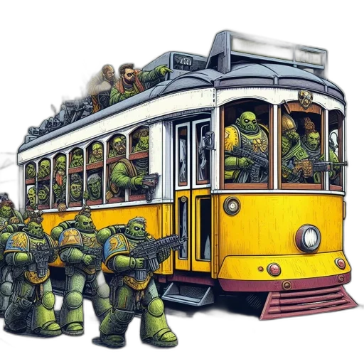 robot, concept art, comic book art, pixel art, fantasy art, city street, green, illustrated transparent PNG cut-out