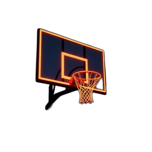 furniture, weapon, 3d render, basketball, hoop, glowing, outline, bright transparent PNG cut-out