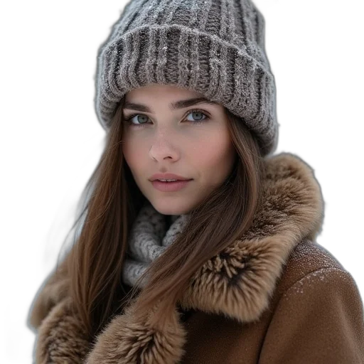 hat, jacket, face, jewelry transparent PNG cut-out