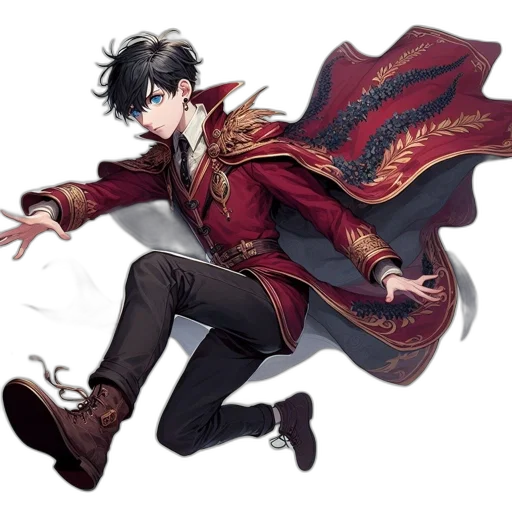 dragon, staff, weapon, jacket, concept art, fantasy art, anime, pixel art transparent PNG cut-out