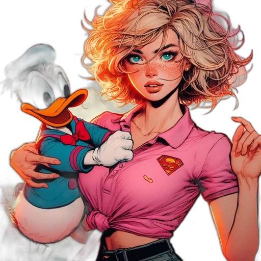 comic book art, cartoon, concept art, fantasy art, colorful, young, woman, blonde transparent PNG cut-out