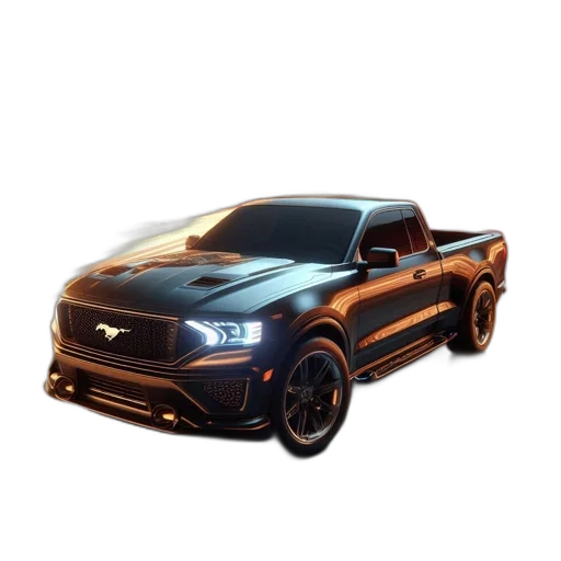 car, weapon, 3d render, photorealistic, concept art, golden, sleek, mustang transparent PNG cut-out
