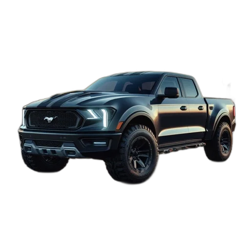 car, 3d render, photorealistic, sleek, futuristic, pickup, truck, led transparent PNG cut-out