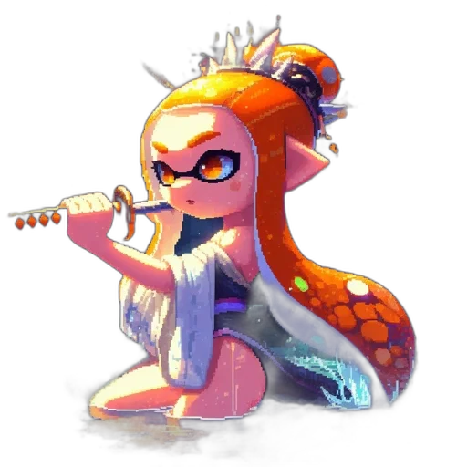 weapon, staff, animal, concept art, watercolor, vaporwave, pixel art, pastel transparent PNG cut-out