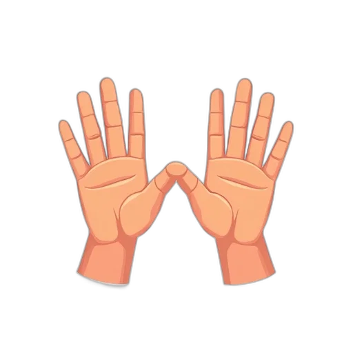 stylized, illustration, pair, hands, fingers, spread, wide, forming transparent PNG cut-out