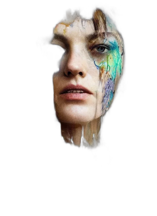 face, mask, hair, jewelry transparent PNG cut-out